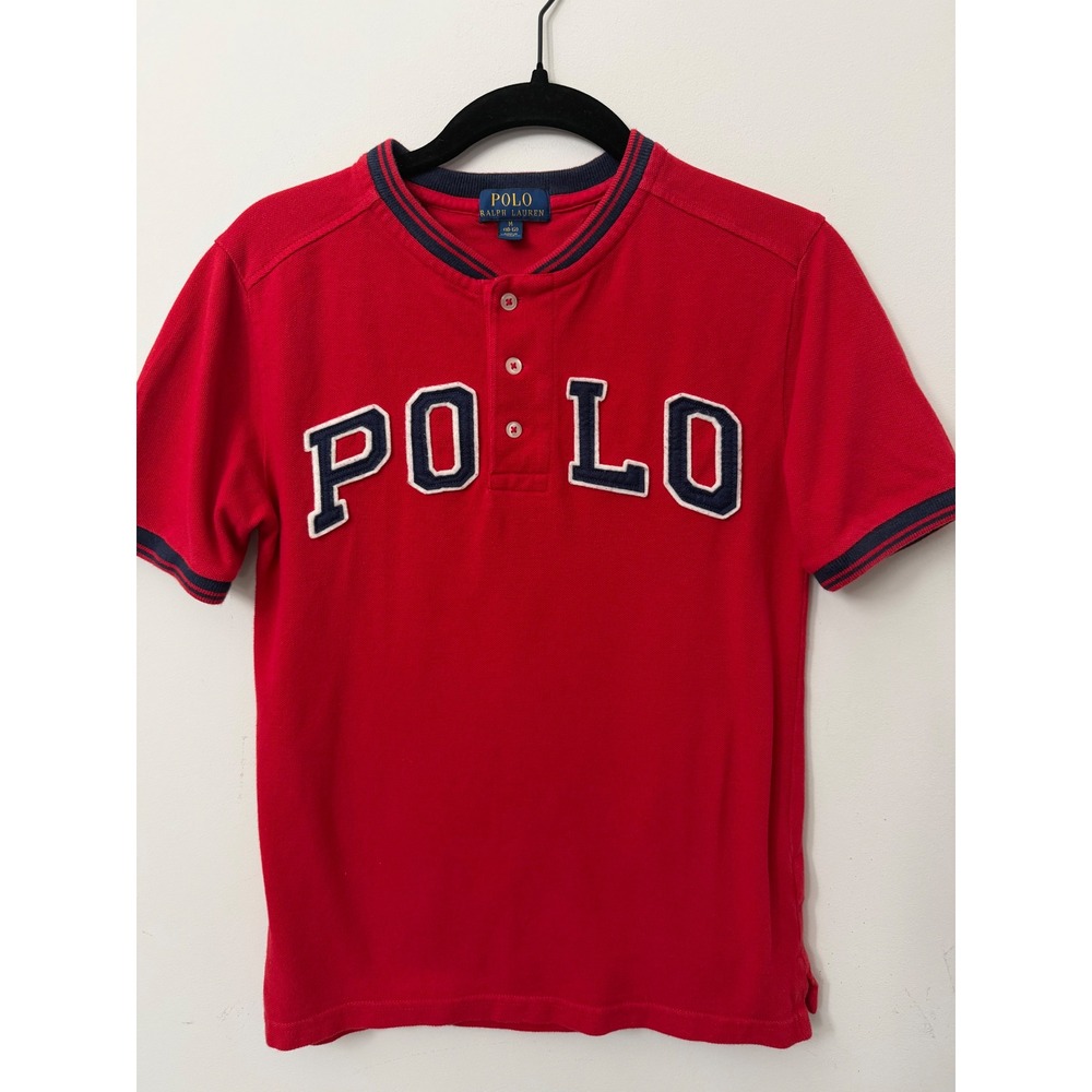 Polo Ralph Lauren Boys Medium 10-12 Red Logo Cotton Polo Shirt